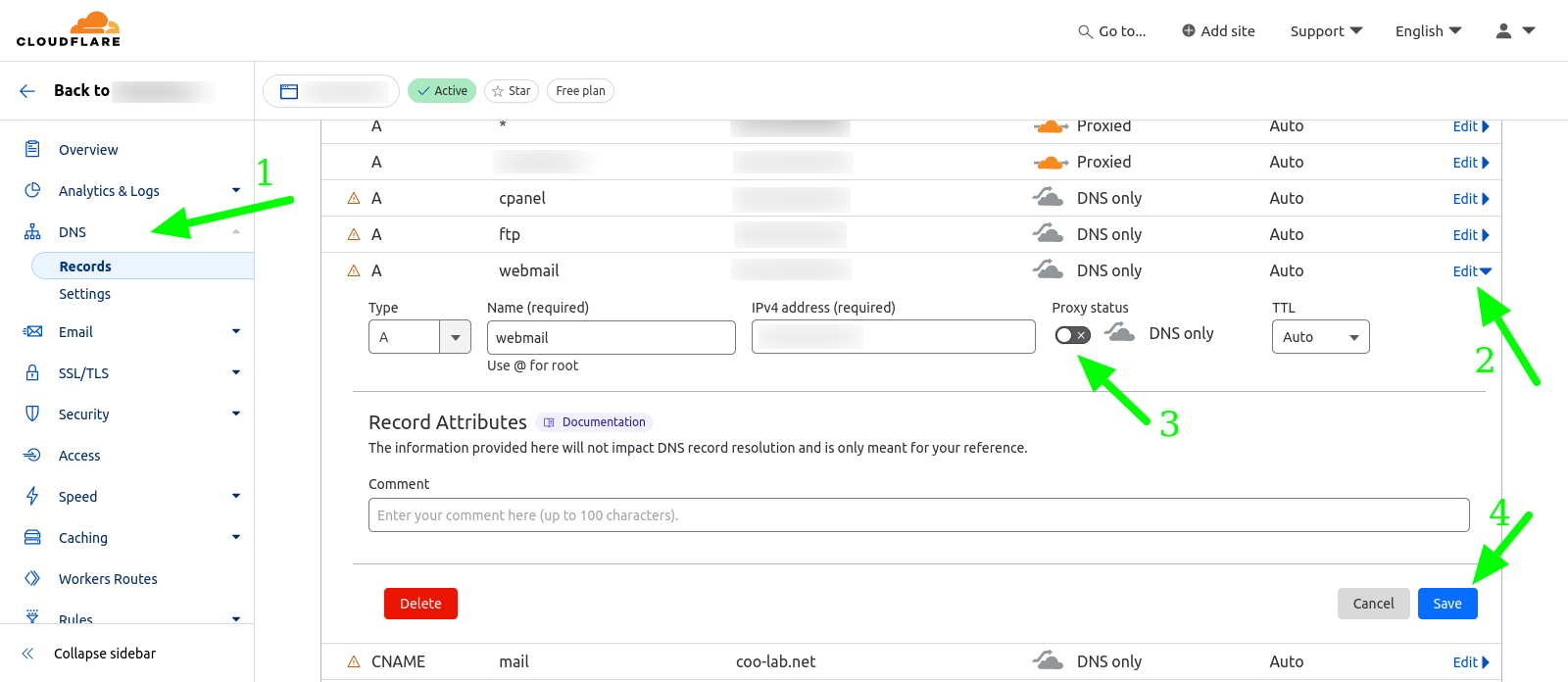 Registros DNS Cloudflare